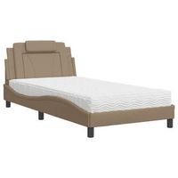 cama viana con colchon cuero sintetico capuchino 100x200 cm vidaxl