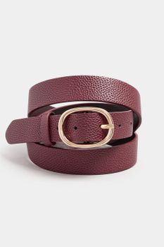 Burgundy Red Oval Buckle Belt