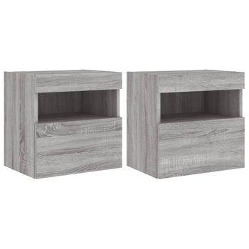 Muebles Tv De Pared Luces Led 2 Uds Gris Sonoma 40x30x40 Cm Vidaxl