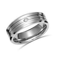 anillo de titanio mate con ranuras brillantes 6mm