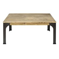 mesa de centro bristol 59x59x46cm en madera maciza de pino acabado vintage estilo industrial