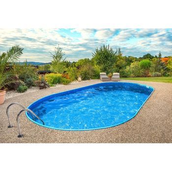 Piscina Enterrada Ovalada 3,5x7x1,2m Acero Ibiza (liner, Raíles, Skimmer Y Con Orificios)