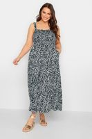 yours vestido largo negro de hojas con tirantes mujer curvy y tallas grandes yours