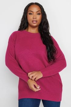 Yours Jersey Liso Rosa De Punto, Mujer Curvy Y Tallas Grandes, Yours