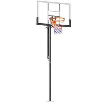 SPORTNOW Canasta de Baloncesto Exterior Altura Ajustable de 230-305 cm con Soporte Tablero Irrompible 120 cm Aro Ø48 cm Negro