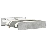cama doble  cama para adultos  estructura de cama con cabecero piecero gris hormigon 180x200cm