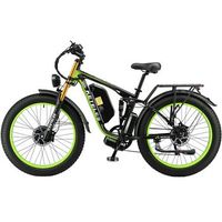 bicicleta electrica keteles k800 pro de 26 doble motor y suspension completa negro y verde