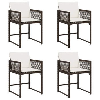 Pack 4 Uds Sillas De Jardín | Silla De Exterior | Sillón Con Cojinesratán Sintético Marrón