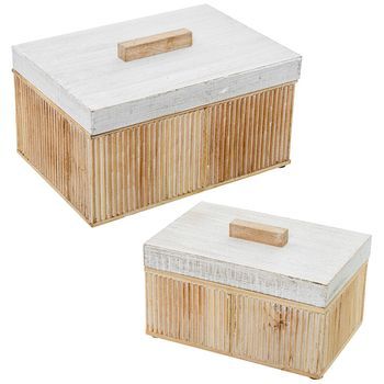 Set 2 Cajas  Natural Y Blanco Viejo