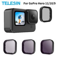telesin nd8 nd16 nd32 cpl juego de filtros de lente marco de aleacion de aluminio para gopro 12 gopro hero 11 10 9 camara de accion negra lente nd cpl