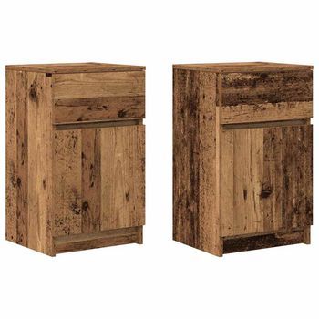 Mesitas Noche 2uds Madera Contrachapada Madera Vieja 39x35x65cm Vidaxl