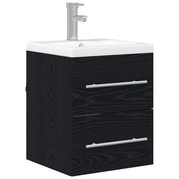 Armario De Lavabo | Gabinete De Lavabo Para Baño Roble Negro 41 X 38,5 X 48 Cm
