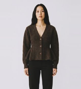 Rotate para mujer. 1166181667 Cárdigan Pivot marrón (XS), Casual, Alpaca, Manga larga