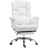 homcom silla ergonomica de oficina regulable en altura 48-56 cm respaldo reclinable reposapies blanco