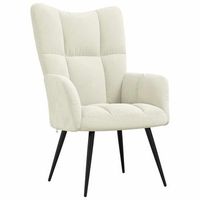 sillon lounge de diseno moderno con estructura de acero de terciopelo blanco crema dec026637