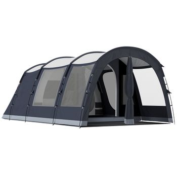 Outsunny Tienda túnel para 4 personas, tienda familiar con dormitorio y sala, 6 ventanas, 3 puertas, lona de suelo, altura interior, 3000 mm de columna de agua