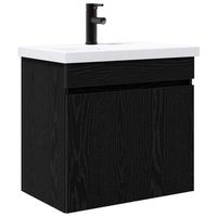 modulo de bano con griferia roble negro 61 x 40 x 745 cm vidaxl