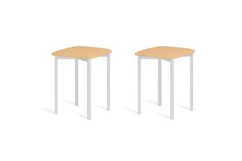 Pack 2 taburetes 45 cm  asiento crema estructura blanco