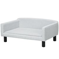 pawhut sofa para perros medianos con patas de madera cama para mascotas carga 20 kg 82x54x36 cm gris   aosom espana
