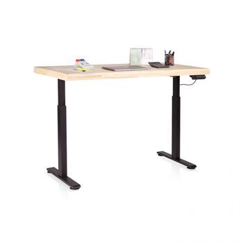 Mesa De Estudio Elevable 140x76-126 Cm Motion Negro - Roble 140 X 126 X 70 Cm