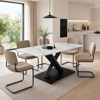 mesa de comedor - mueble para comedor - mdf y metal - blanco y negro 160x80x75cm