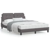 cama matrimonial  cama para adultos  estructura cama con luces led cuero sintetico gris 140x190 cm cfw72802