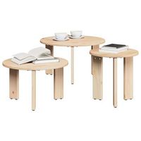 3 pzs mesas de cafe - mesas de centro natural madera maciza de pino