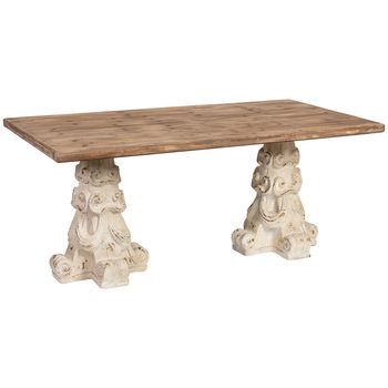 Mesa De Centro De Madera Y Magnesio Marrón Y Blanco 180x95x78h Cm