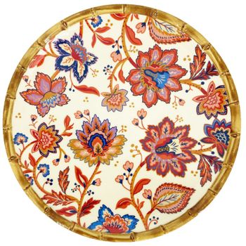 Plato grande de melamina con estampado de flores indias ø 28 cm