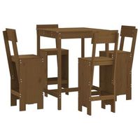 mesa y taburetes altos de jardin 5 piezas madera pino marron miel