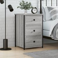mesita de noche - mueble para dormitorio - madera y hierro - gris sonoma 40x36x60cm