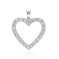 colgante corazon de oro blanco 18 quilates diamantes talla brillante aprox 093 ct