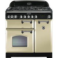 rangemaster classic deluxe 90 dual fuel range cooker - cream  chrome cream