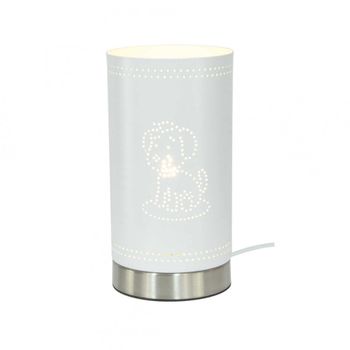 Lámpara de mesa de metal blanco