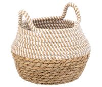 cesto de fibra natural y algodon marron d18x13165