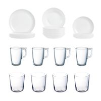 vajilla vidrio opal blanca 20 piezas