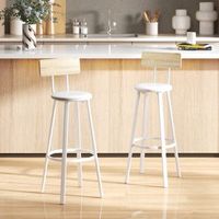 taburetes de bar de pu metal homcom 415x365x995cm natural y blanco