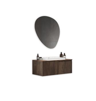 Mueble de baño 3 piezas en mdf roble oscuro