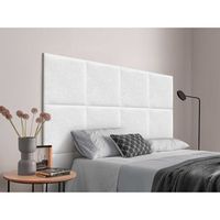 dhome cabecero tapizado para camas de 200cm compuesto de paneles autoadhesivos intercambiables de lino natural cama lujo dormitorio acolchado blanco