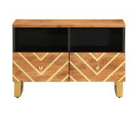 mueble de tv madera de mango marron negro 70x335x46 cm