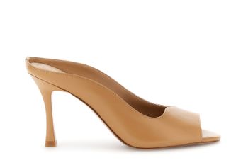 sandalias tipo mule con punta abierta en piel napa nude
