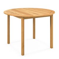 costway mesa de comedor redonda de madera de acacia para 4 personas mesa de jardin con orificio para sombrilla para terraza 110 x 75 cm natural