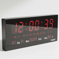 sodany reloj de pared digital led grande 36 cm 8 alarmas programables calendario completo y temperatura