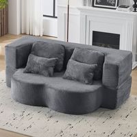 sofa cama de suelo - mueble para salon - espuma y franela - azul y gris 198x60x76cm