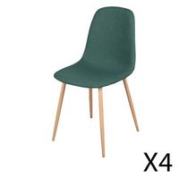 lote de 4 sillas en tela verde con patas de metal efecto madera r dimensiones 45x87x54 cm altura del asiento 49 cm r nordica