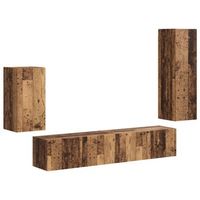 conjunto de mueble de tv montaje en la pared 4 uds  mueble de salon  gabinete de tv madera vieja