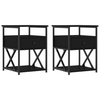 Mesitas De Noche 2 Uds Madera De Ingeniería Negro 40x42x55 Cm Vidaxl