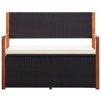 Banco De Almacenaje Ratán Sintético Madera Acacia Negro 115 Cm