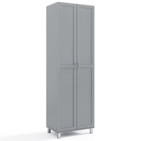 costway armario alto de almacenamiento con doble puerta estante ajustable y diseno antivuelco para cocina sala estar dormitorio gris