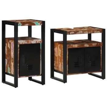 Juego De Muebles De Baño 2 Pcs Marrón Madera Reciclada Maciza Vidaxl